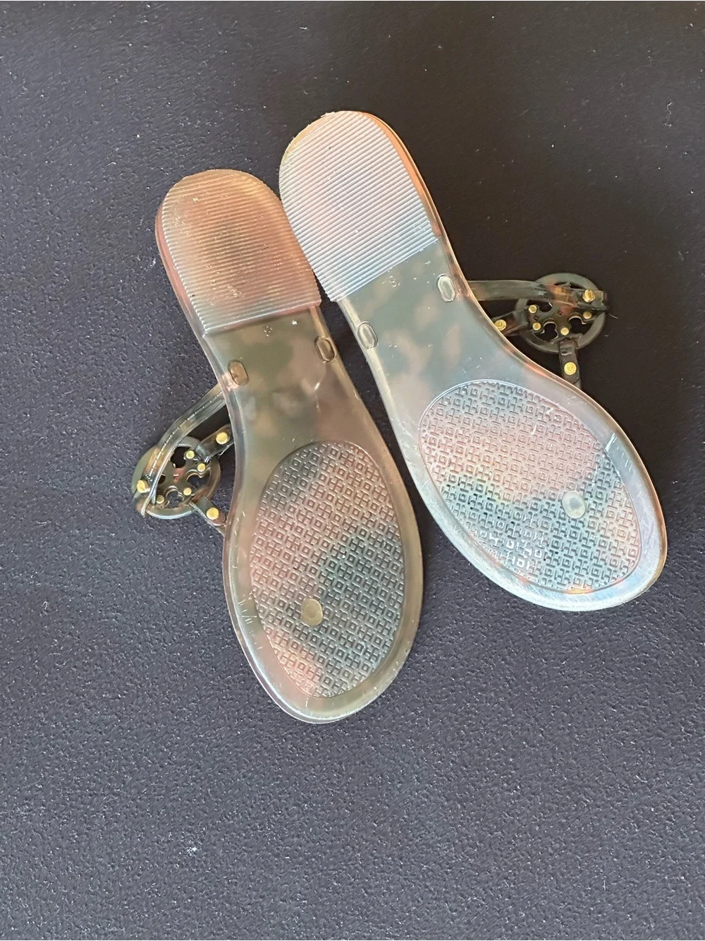 Tory Burch Jelly Thong Sandals in tortoiseshell.